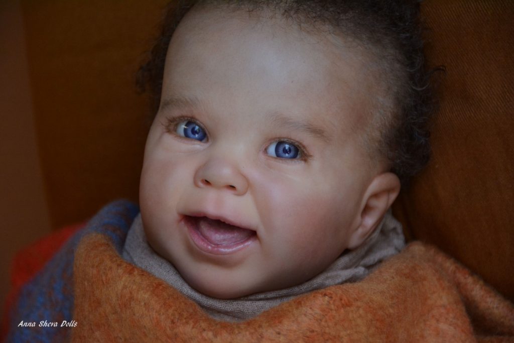 Sheva Dolls OOAK lifelike reborn baby boy Kenzie, mixed race vinyl art doll Sold